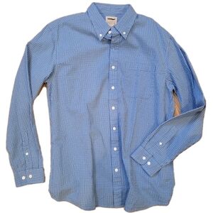 LL Bean Button Down Shirt Mens Med Tall Seersucker Blue Traditional Fit Organic